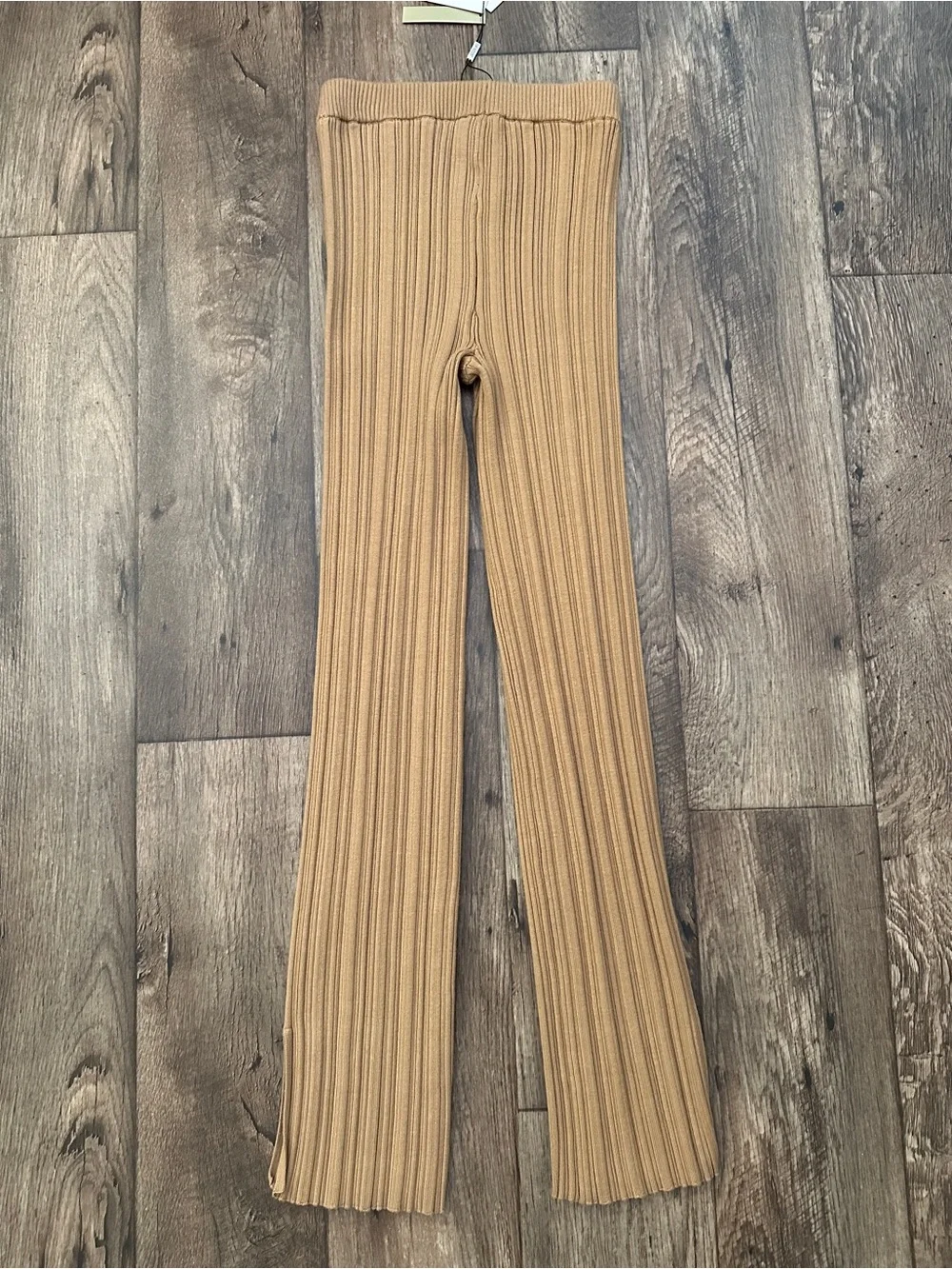 Jason Wu High Stretch Ribbed Straight Pants Women’s Size XS Tan Brown